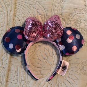 Pink and Navy Disney ears headband